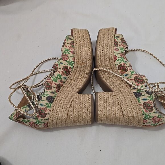 Tory Burch Antiquity Positano Lace-up Espadrilles Sandals Platform women's 7 - Picture 4 of 10